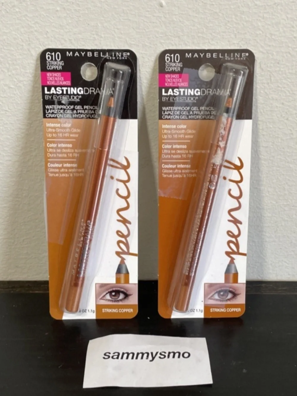 Maybelline Lasting Drama Waterproof Gel Pencil EyeLiner 610, Striking Copper x2